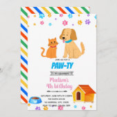 かわいい猫と犬のペットの誘い シーズンカード (正面/裏面)