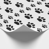 かわいい猫と犬のペット足跡 黒 白 ラッピングペーパー (角)