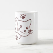 かわいい猫と犬のライン コーヒーマグカップ (中央)