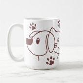 かわいい猫と犬のライン コーヒーマグカップ (左)