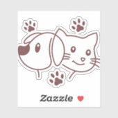 かわいい猫と犬のライン シール (シート)
