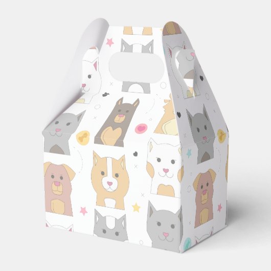 かわいい猫と犬の柄 フェイバーボックス (正面サイド)