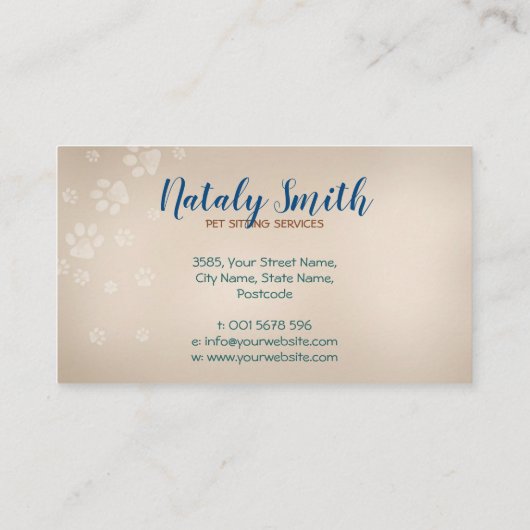 かわいい猫と犬の水彩画イラストレーション 名刺 (裏面)