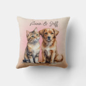 かわいい猫と犬の水色 クッション (裏面)