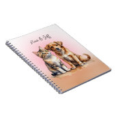 かわいい猫と犬の水色 ノートブック (右側)