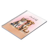 かわいい猫と犬の水色 ノートブック (左側)