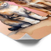 かわいい猫と犬の水色 ポスター (角)