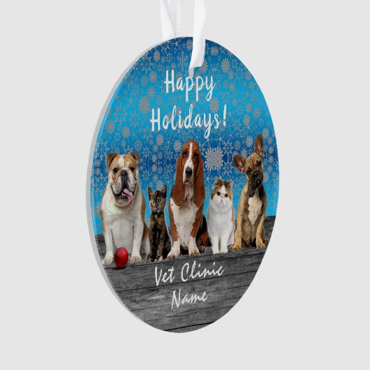 かわいい猫と犬の獣医クリスマス オーナメント (正面)