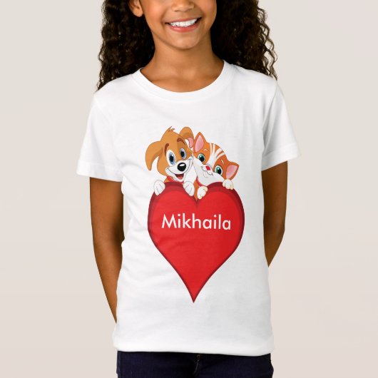 かわいい猫と犬のTシャツ Tシャツ (正面)