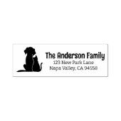 かわいい猫と犬 – 家族の名前と差出人住所 セルフインキングスタンプ (デザイン)