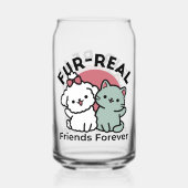 かわいい猫と犬「毛皮実在友達永遠」デザイン ガラス缶 (正面)