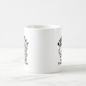 かわいい猫と犬「毛皮実在友達永遠」デザイン コーヒーマグカップ (中央)