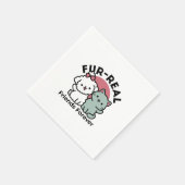 かわいい猫と犬「毛皮実在友達永遠」デザイン スタンダードカクテルナプキン (角)