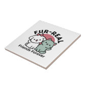 かわいい猫と犬「毛皮実在友達永遠」デザイン タイル (側面)