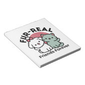 かわいい猫と犬「毛皮実在友達永遠」デザイン ノートパッド (アングル)