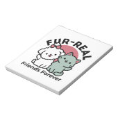 かわいい猫と犬「毛皮実在友達永遠」デザイン ノートパッド (回転)