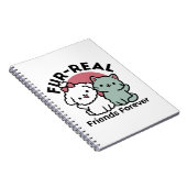 かわいい猫と犬「毛皮実在友達永遠」デザイン ノートブック (右側)