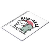 かわいい猫と犬「毛皮実在友達永遠」デザイン ノートブック (左側)