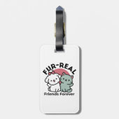 かわいい猫と犬「毛皮実在友達永遠」デザイン ラゲッジタグ (裏面縦)