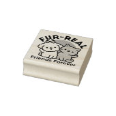 かわいい猫と犬「毛皮実在友達永遠」デザイン ラバースタンプ (スタンプ)