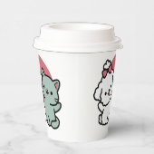 かわいい猫と犬「毛皮実在友達永遠」デザイン 紙コップ (右)