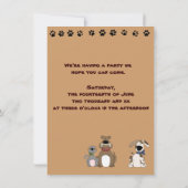 かわいい猫と犬、誕生日パーティーの招待状 招待状 (裏面)