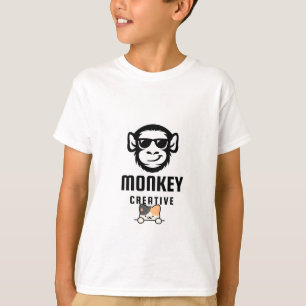 かわいい猫と猿のデザインTシャツ Tシャツ