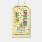 かわいい猫と紙吹雪ハッピーバースデー ギフトタグ (正面)