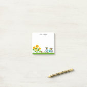 かわいい猫と花かご付き自転車 ポストイット (デスク上)