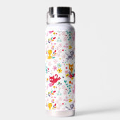 かわいい猫と花のおもしろい ウォーターボトル (背面)