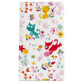 かわいい猫と花のおもしろい スモールペーパーバッグ (正面)