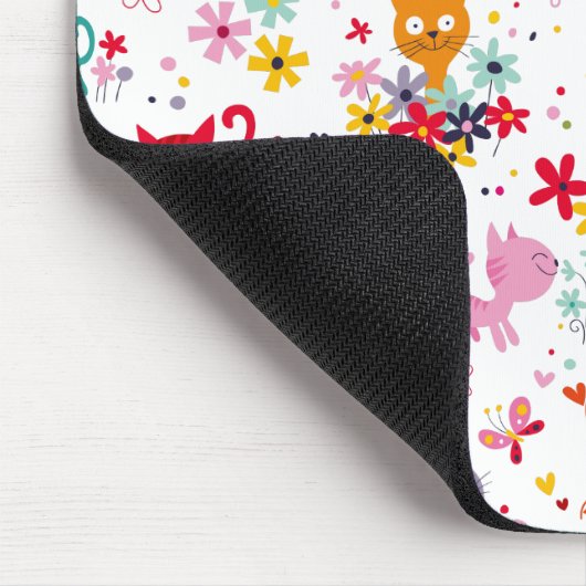 かわいい猫と花のおもしろい マウスパッド (コーナー)