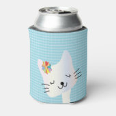 かわいい猫と花のドット柄 オリジナルデザイン  缶クーラー (缶裏面)
