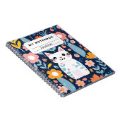 かわいい猫と花の柄のノート ノートブック (右側)