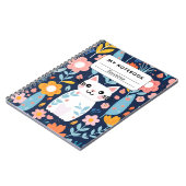 かわいい猫と花の柄のノート ノートブック (左側)