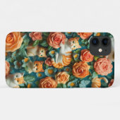 かわいい猫と花デザイン Case-Mate iPhoneケース (裏面(横))