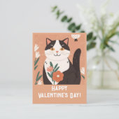 かわいい猫と花ハッピーバレンタインデー シーズンポストカード (スタンド正面)