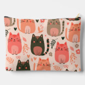 かわいい猫と花柄のカスタムモノグラムキッズ アクセサリーポーチ (裏面)