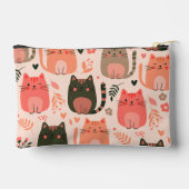 かわいい猫と花柄のカスタムモノグラムキッズ アクセサリーポーチ (裏面)