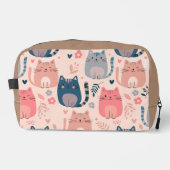 かわいい猫と花柄のカスタムモノグラムキッズ ドップキット (正面)