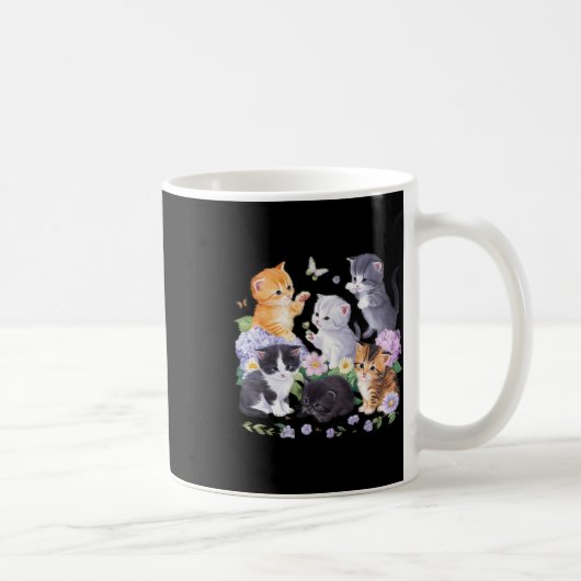 かわいい猫と花猫好き女子用 コーヒーマグカップ (右)