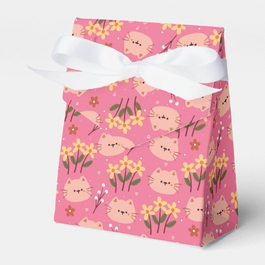 かわいい猫と花 フェイバーボックス (正面サイド)