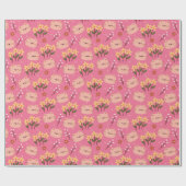 かわいい猫と花 ラッピングペーパー (フラット)