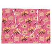 かわいい猫と花 ラージペーパーバッグ (裏面)