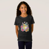 かわいい猫と蝶の庭の子供用Tシャツ Tシャツ (正面フル)