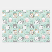 かわいい猫と蝶の春 ラッピングペーパーシート (正面3)