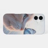 かわいい猫と蝶のiPhone 16ケース iPhone 16ケース (裏面横)