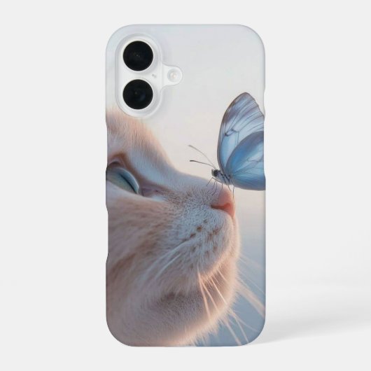 かわいい猫と蝶のiPhone 16ケース iPhone 16ケース (裏面)