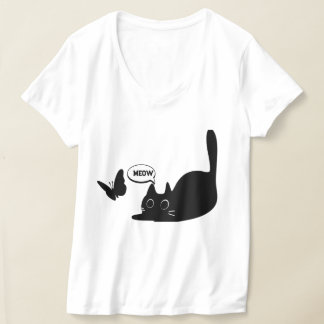 かわいい猫と蝶ニャー Tシャツ