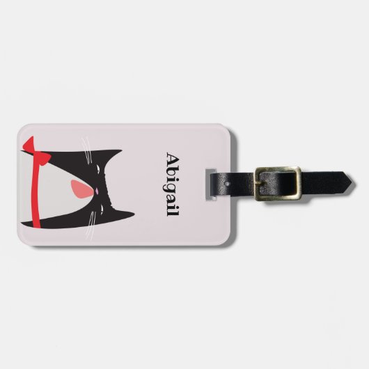 かわいい猫と蝶ネクタイの漫画 ラゲッジタグ (正面横)